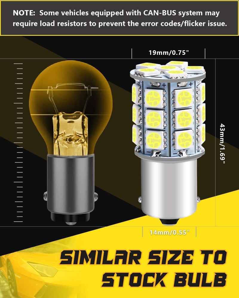 Qoope 1156 1141 BA15S 1003 1073 7506 LED Bulbs White 5050 27-SMD Replacement Lamps for 12V RV Ceiling Dome Light/RV Interior Lighting Travel Trailer/Camper/Boat/Yard Light - Pack of 10 - Image 3